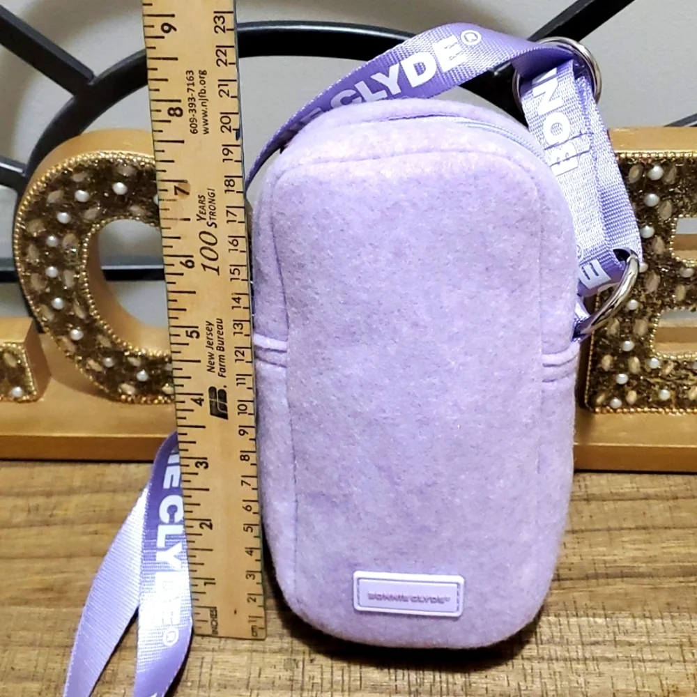 Bonnie Clyde Zip Up Small Fabric Soft Small Crossbody Bag Lavender Purple